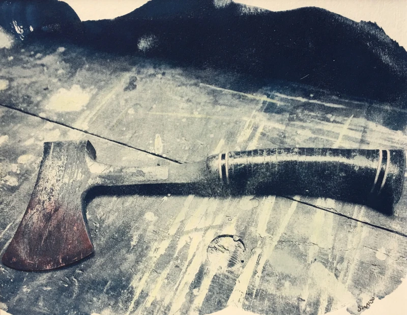Axe, cyanotype print