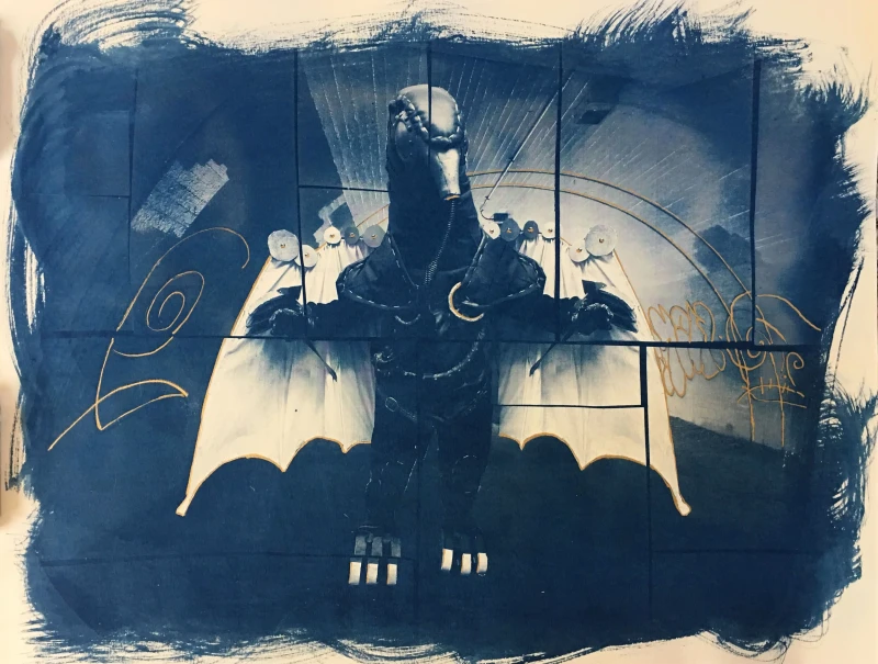 Birdman, cyanotype print