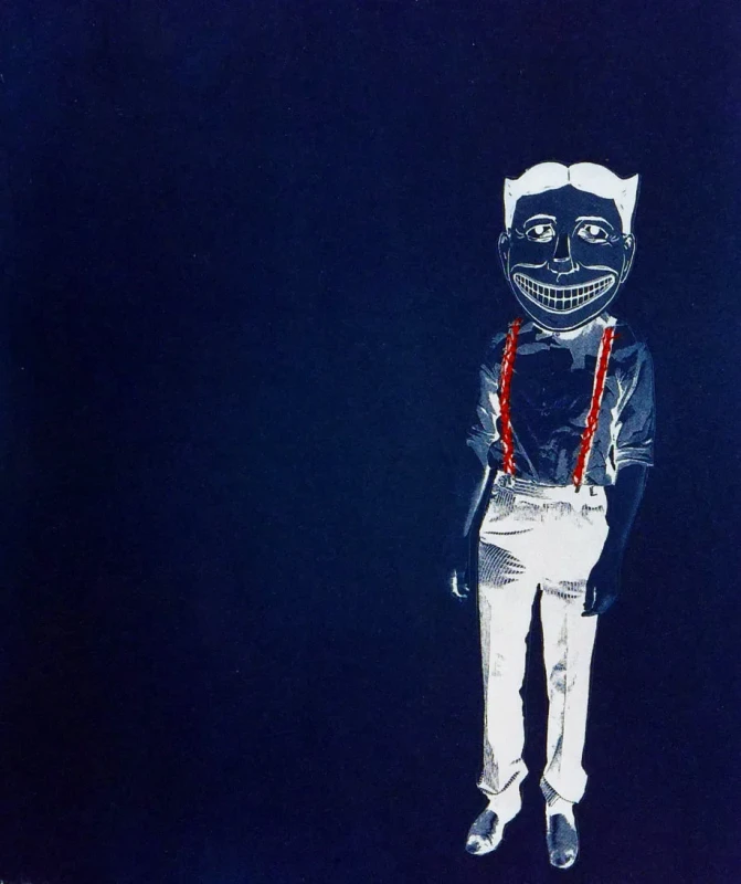 Red Suspenders, cyanotype print